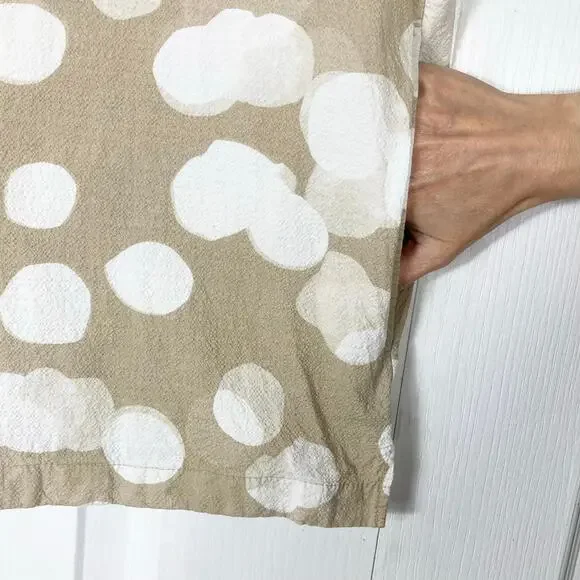 NWOT COS Shirt EU XL Relaxed-Fit Dot-Print Crinkle Pocket Button-Up Beige Cotton